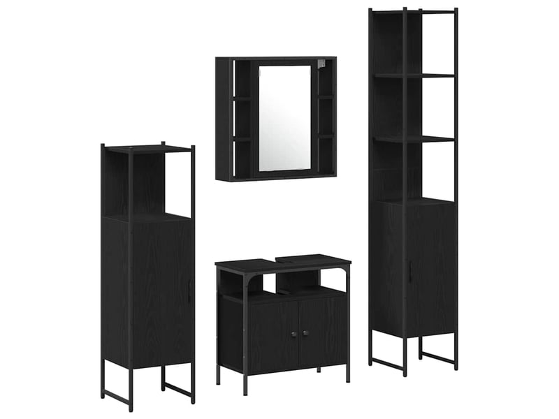  Ensemble de mobilier de salle de bain 4 pc chêne noir cf64512  - Conforama A