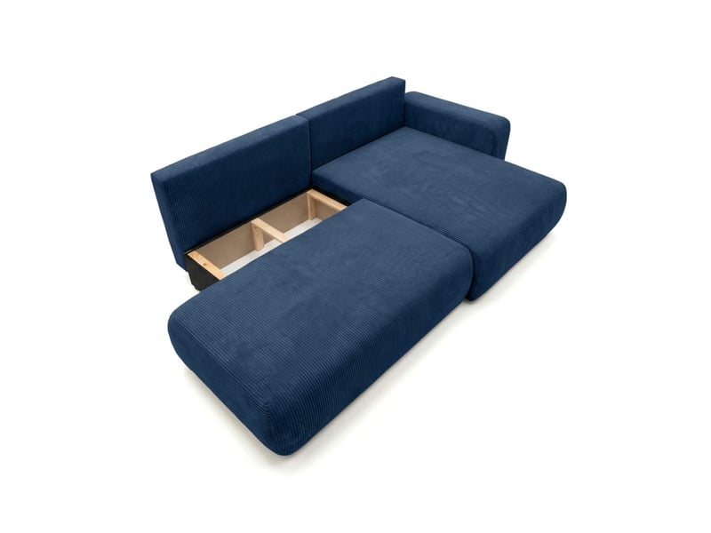  Canapé d'angle max réversible et convertible 5 places alya en velours côtelé - bleu foncé ALYA - Conforama E