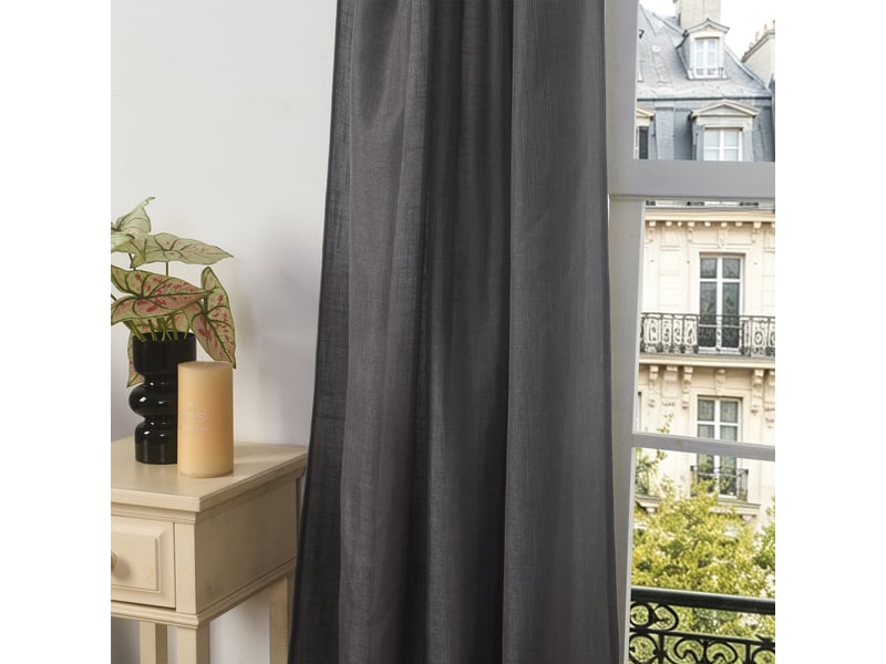  Rideau ajustable 140 x 270 cm + 8 anneaux pinces effet lin evasion granit CP-EVASION-GRANITE - Conforama C