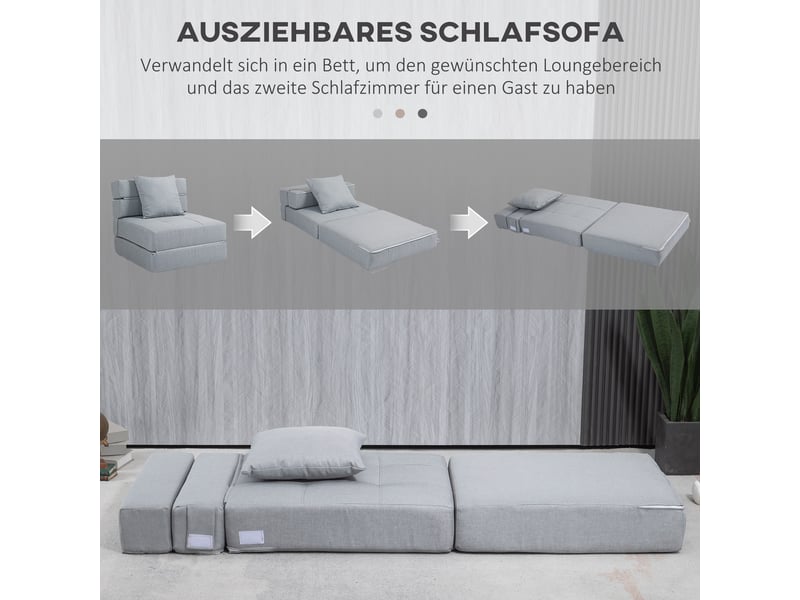 Fauteuil-lit pliant 2-en-1,70x70x61 cm,polyester,gris clair - Conforama D