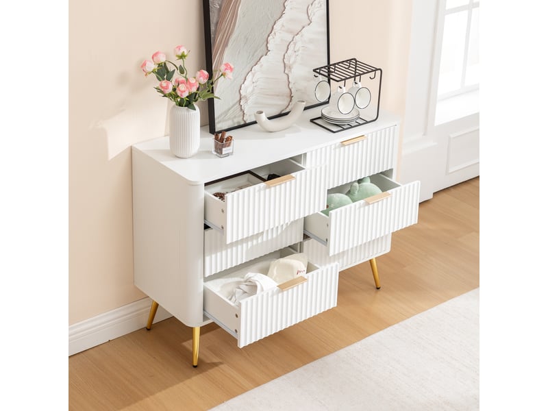 Commode de rangement, avec 6 tiroirs, glissières à fermeture douce et dispositif anti-basculement, chambre - Conforama D