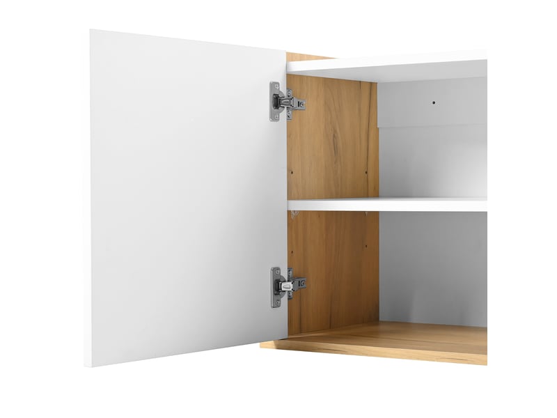  Meuble tv mural blanc et bois 171 cm avec 3 portes et 3 tiroirs  - Conforama D