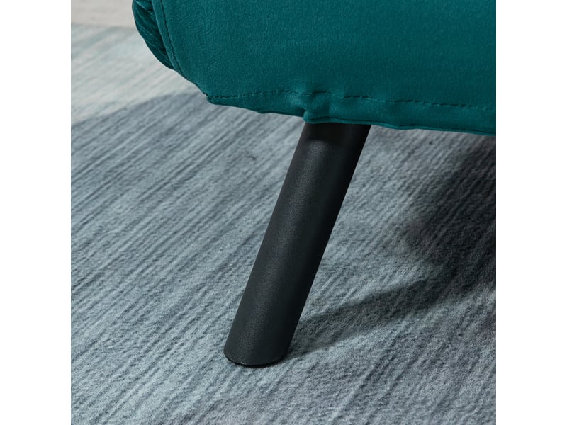 Canapé convertible 2 places avec dossier réglable à 5 niveaux et 2 coussins rembourrés, vert canard, revêtement velours - Conforama W
