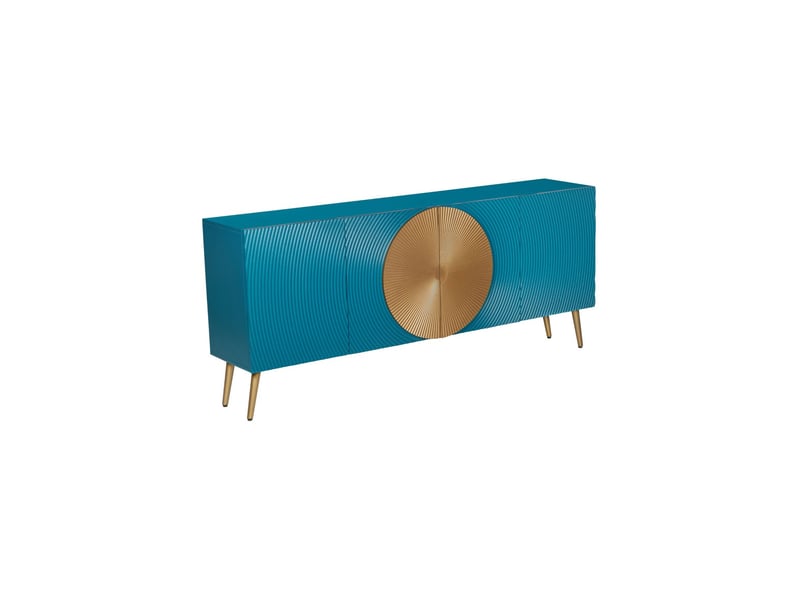  Buffet midori 177 cm – bois de manguier massif bleu et doré – 4 portes  - Conforama A