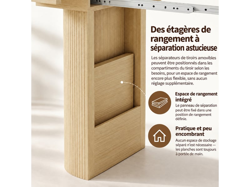  Table à manger extensible 4 à 8 personnes, couleur chêne, 90 à 160 cm  - Conforama D