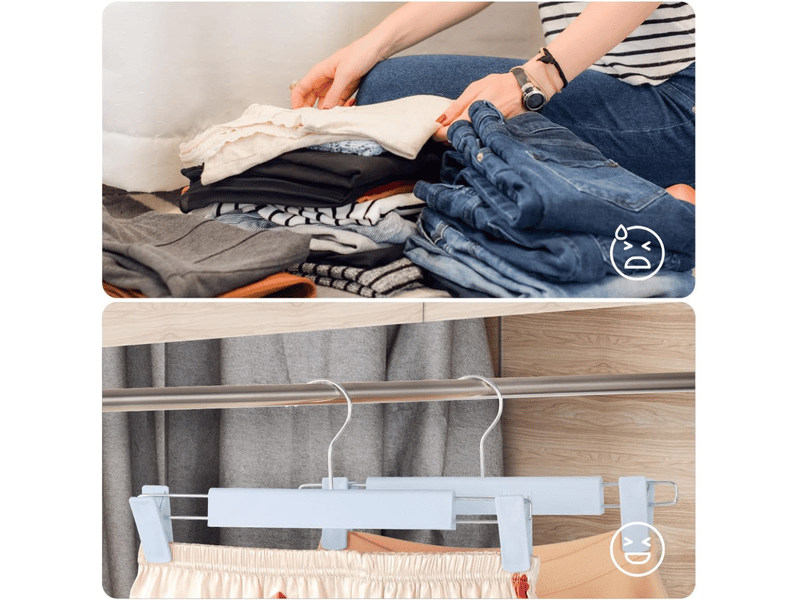 Cintres, cintres pour jupes peu encombrants avec crochets pivotants à 360°, cintres à pinces réglables, cintres pour manteaux, jeans (lot de 10, bleu  - Conforama E
