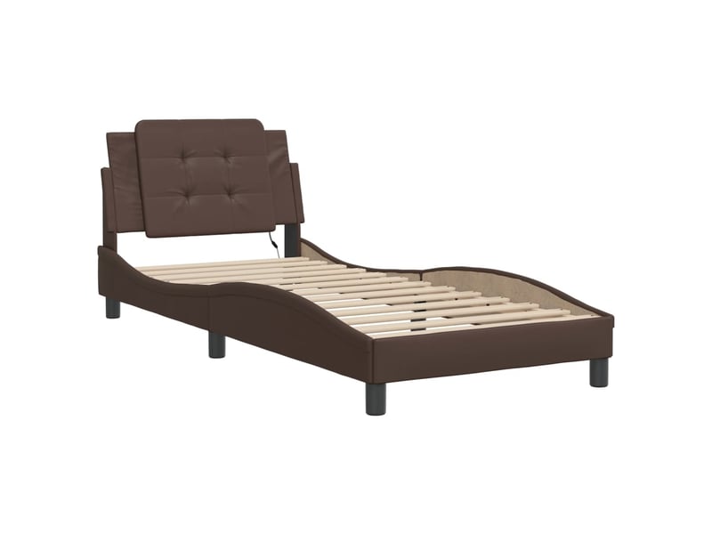 Lit simple- lit adulte -  cadre de lit avec led sans matelas zadar marron 80x200 cm  - Conforama B