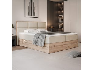 Lit coffre 120x200cm <strong>IDOHOME</strong>  <strong>LAVIO</strong> coloris beige