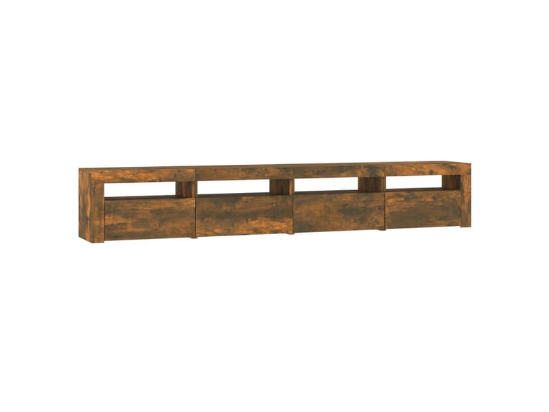 Meuble tv - banc tv - meuble de rangement avec lumières led chêne fumé 240x35x40 cm - Conforama D