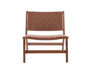 Fauteuil 71x66x72 cm à motif damier en bois et polyuréthane (pu) brun