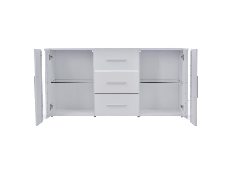  Buffet haut tv 140x35x70 cm avec espace de stockage, buffet de cuisine avec 16 couleurs de lampes led pour salle à manger salon  - Conforama A
