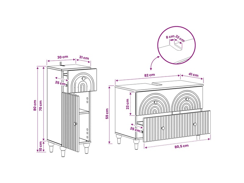 Ensemble de 2 meubles de salle de bain alkmaar bois ancien cf63042 - Conforama E