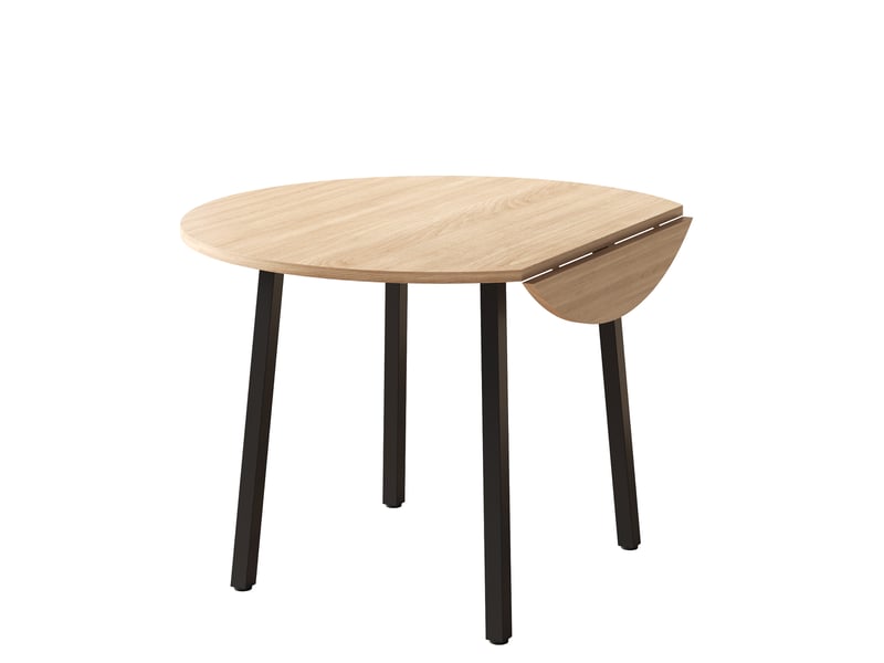  Table à manger pliante ronde 100 x 100 cm, 2-4 personnes, plateau rabattable, pieds métal, finition chêne Jamama eleni - Conforama W