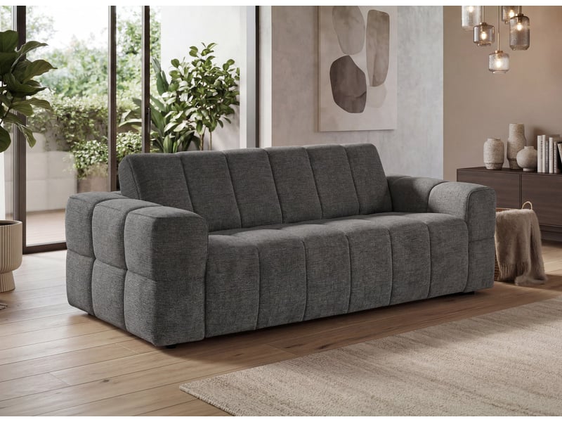 Canapé convertible express 3 places en velours texturé gris basile KF9067D-3-GRI - Conforama B
