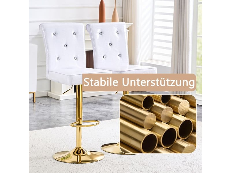  Chaises élévatrices en cuir - ensemble de 4 pièces - cuir de crocodile synthétique - blanc vintage - boutons en cristal blanc - Conforama D