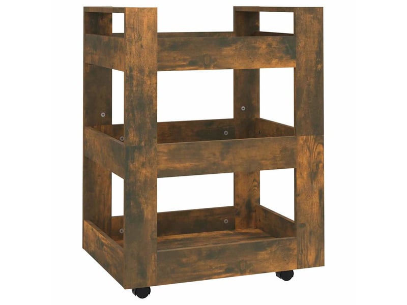  Desserte de cuisine, chariot de rangement chêne fumé 60x45x80 cm bois d'ingénierie shl33095  - Conforama A