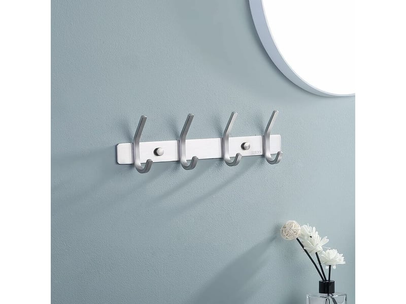  Porte manteau salle de bain manteau metal mural 4 crochets patère murale de acier inoxydable sus304 finition brossée, transparent  - Conforama E