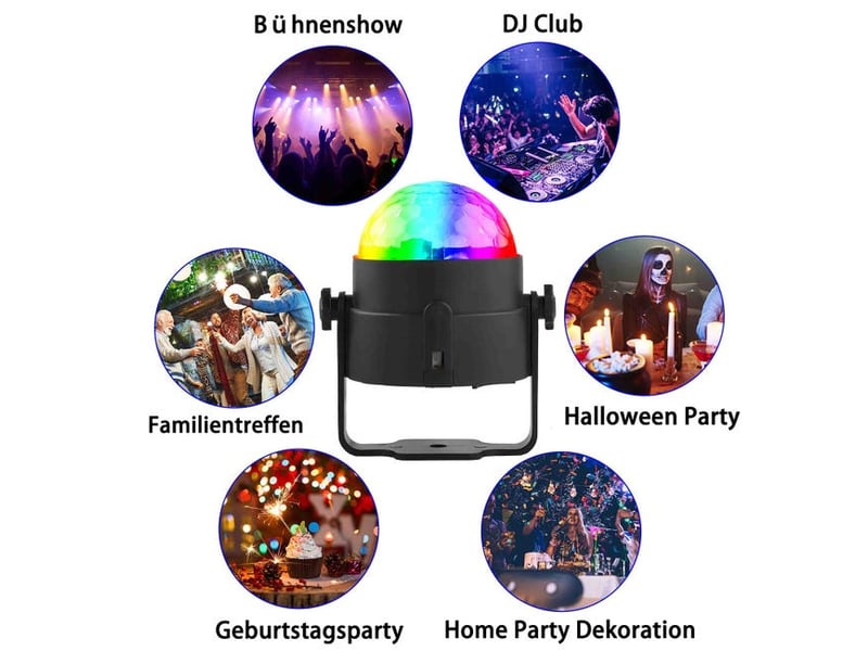  Projecteur led pour fêtes, projecteur de scène rotatif, contrôlé par la musique, livré avec télécommande, idéal pour les fêtes, noir HRC0002503LY - Conforama E