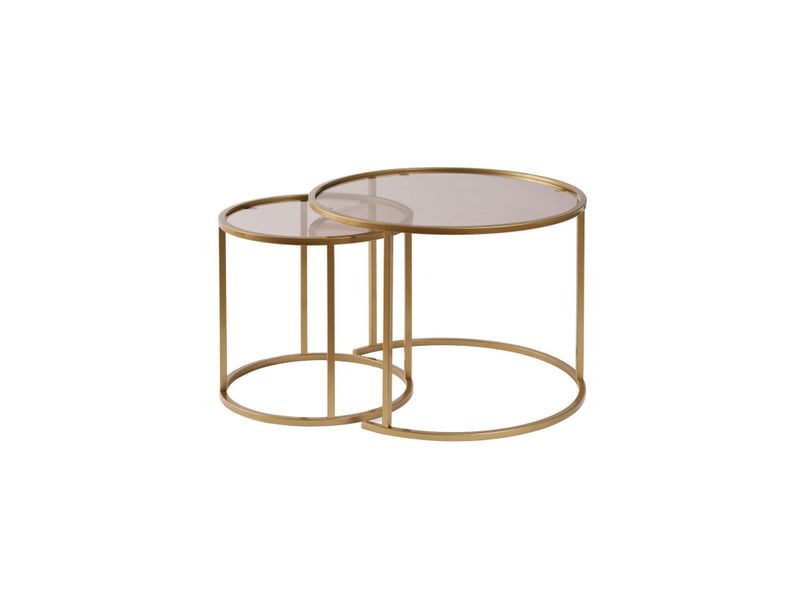 Tables basses gigognes en verre trempé et métal doré et bronze ø60 et ø42 cm lot de 2 - Conforama A