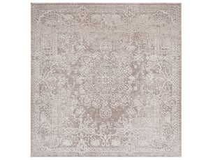 Tapis contemporain en polyester beige, 201 x 201 cm