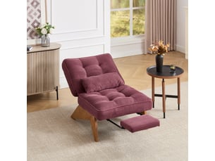 Fauteuil de relaxation réglable avec repose-pieds en velours côtelé rouge bordeaux