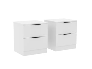 Table de chevet trega 2 tiroirs, commode de nuit, chambre, set de 2, 41x39x28cm, blanc