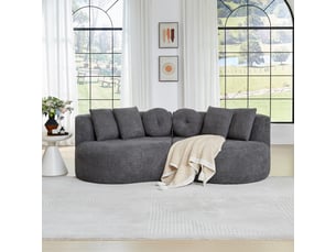 Canapé 2 places - 223 x 109 x 79 cm - canapé de salon divan lounge design cashew et rembourré en chenille - gris