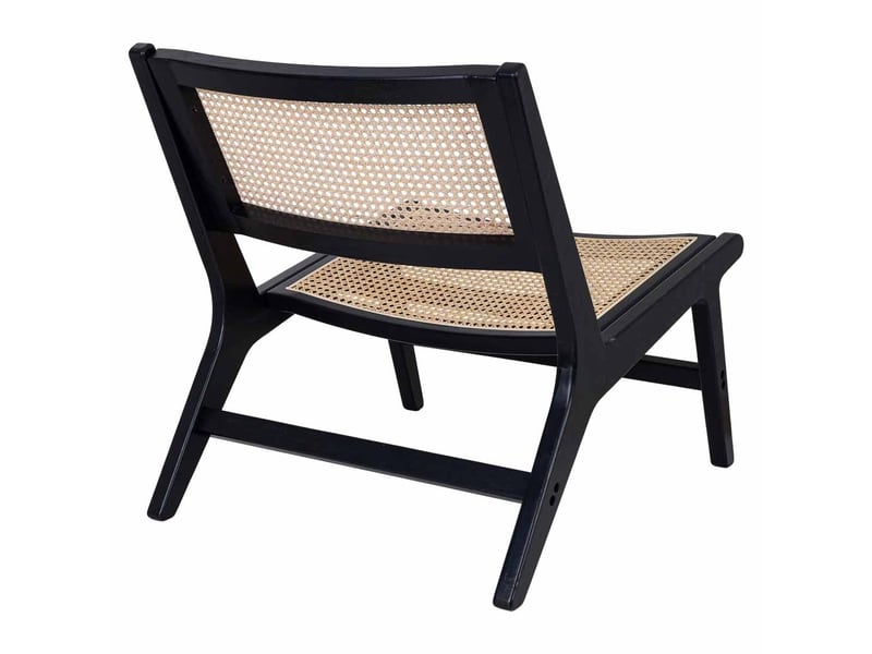  Banc en bois noir et rotin pour retirer le repose-pieds, 62x70x69h cm  - Conforama E