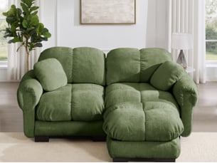 Canapé d'angle modulable en l, 2 places, avec pouf amovible, montage facile, 190 x 149 x 90 cm, vert