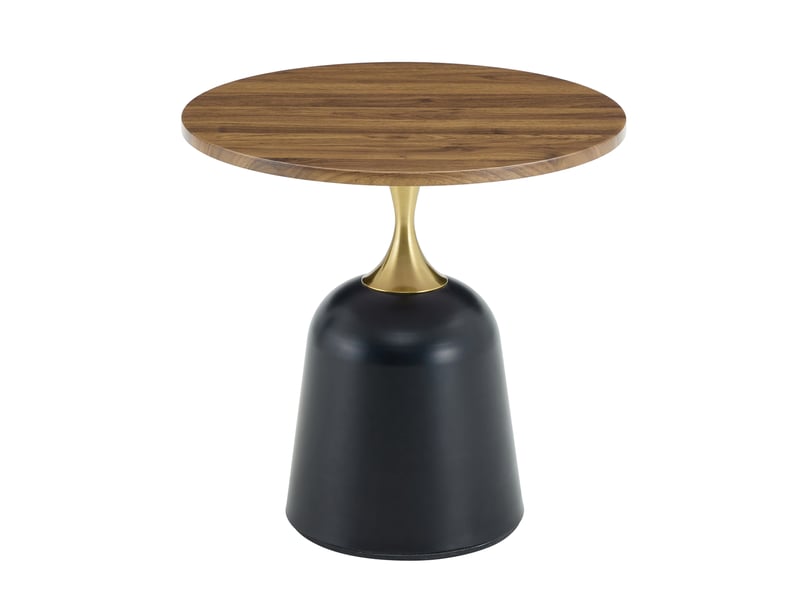  Table d’appoint ronde en mélamine et métal noyer et noir  - Conforama A