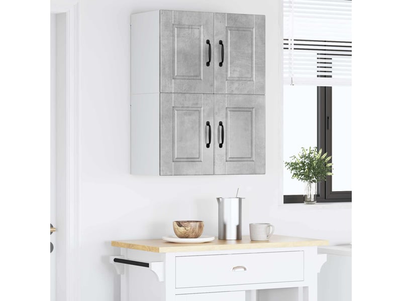 Meuble mural de cuisine | armoire de cuisine 2 pcs gris béton bois d'ingénierie shl1517 - Conforama D