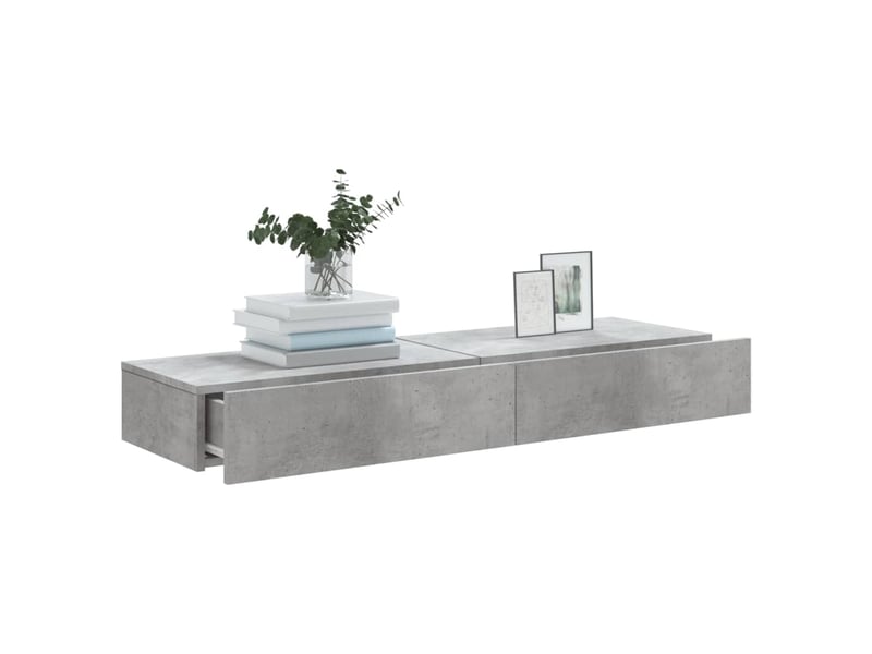  Meubles tv - banc tv - meuble de rangement avec lumières led 2 pcs gris béton 60x35x15,5 cm  - Conforama E