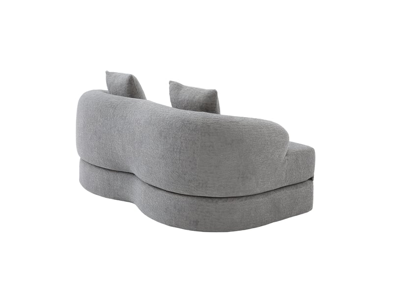  Canapé modulaire 2 pl 157x84x65cm, 2 coussins, mousse à haute densité, prêt à installer, adapté au salon, chenille, gris clair  - Conforama A