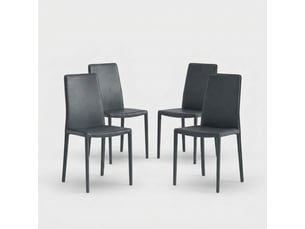 Lot de 4 chaises empilables rembourrées en simili cuir luma - gris
