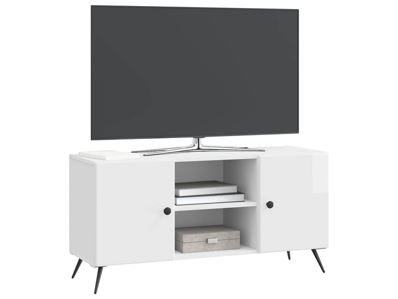  Meuble tv - banc tv - meuble de rangement 102 x 34,5 x 50 cm blanc brillant bois d'ingénierie  - Conforama C