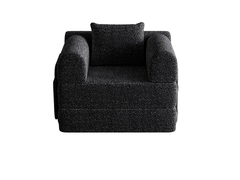  Canapé-lit 2-en-1 1 place 91.4x94x69.8 cm avec rangement dans l’accoudoir, structure en métal, coloris noir  - Conforama D