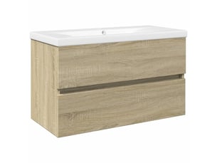 Ensemble de meubles de bain 2 pcs céramique et bois d'ingénierie shl3113