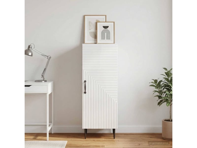 Buffet - bahut - meuble de rangement blanc brillant 33 x 34,5 x 89,5 cm bois d'ingénierie  - Conforama B