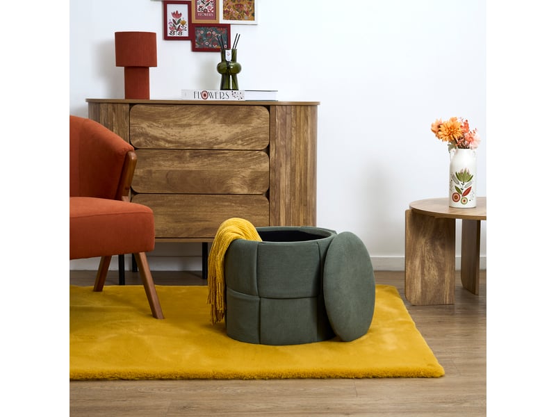 Pouf - home deco factory - jules - rangement - tressé - vert  - Conforama D