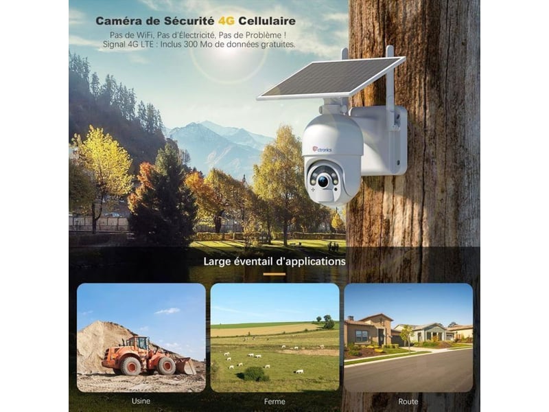  Camera de surveillance wifi exterieure 5mp ptz 355 90 vision couleur nocturne 30m ip66  - Conforama B