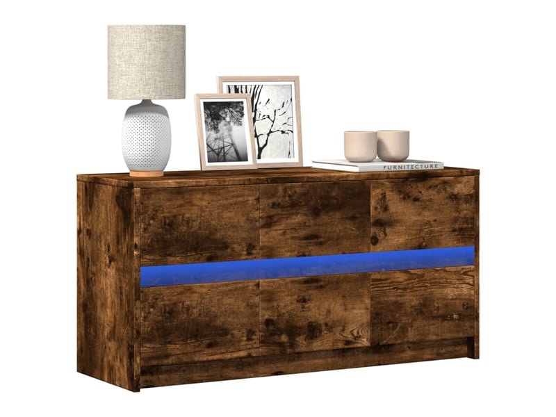  Meuble tv - banc tv - meuble de rangement avec led chêne fumé 100x34x50 cm bois d'ingénierie  - Conforama B