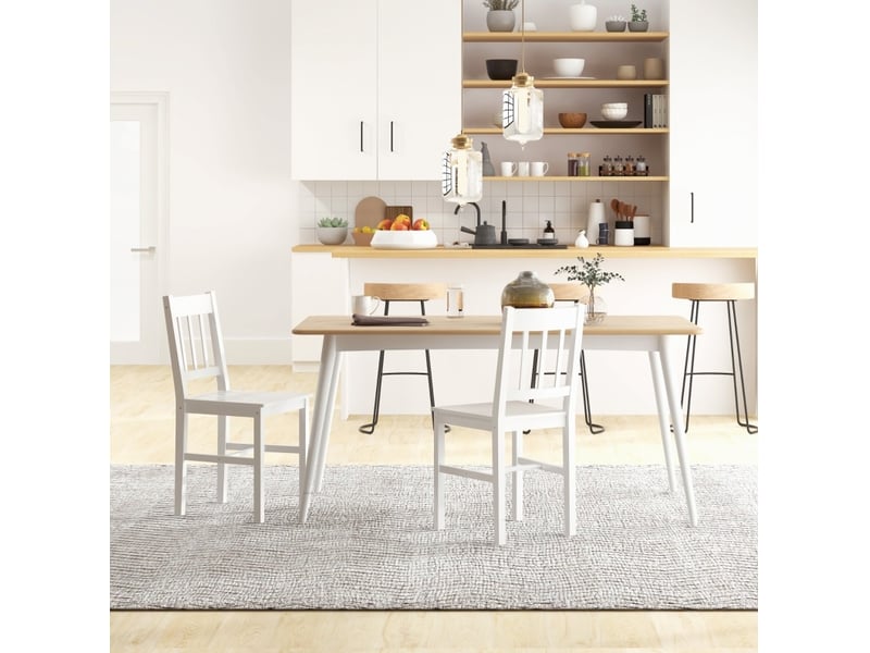 Chaise salle a manger lot de 2 bois blanc dossier ouvert 41 x 46 5 x 85 5 cm pin homvra - Conforama C
