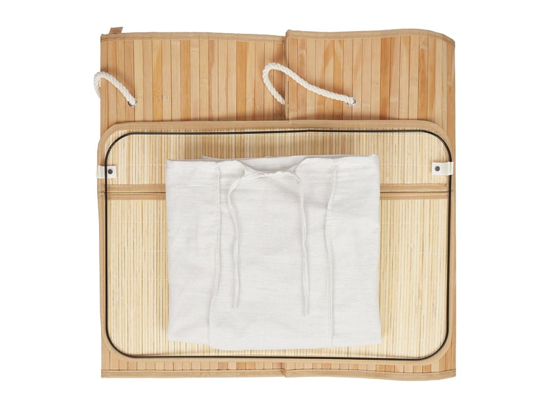  Panier à linge rectangulaire trieur à 3 compartiments salle de bain 62 x 62,5 x 42,5 cm en bambou naturel 13_0011591  - Conforama E
