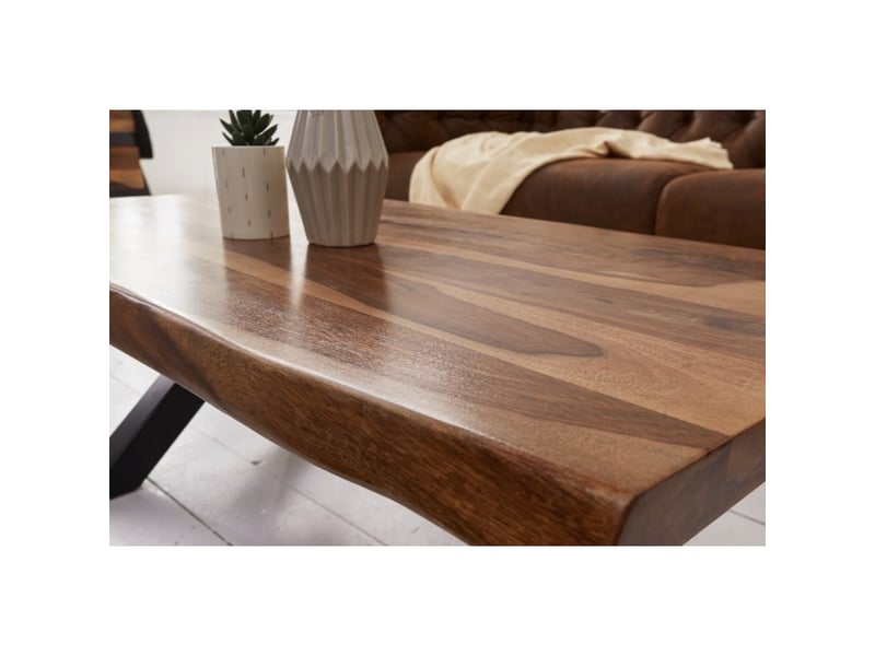  Table basse orkan 110 cm en bois massif de sheesham et métal noir  - Conforama E