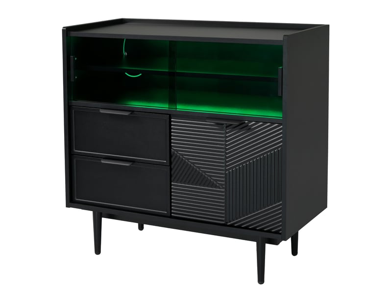  Meuble de rangement, meuble de salle de bain, meuble console avec barre lumineuse led, 80 cm largeur, porte vitre  - Conforama A