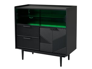 Meuble de rangement, meuble de salle de bain, meuble console avec barre lumineuse led, 80 cm largeur, porte vitre