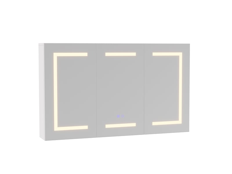  Armoire murale de salle de bain - 100x60cm - miroir led antibuée 3 couleurs avec prise eu et distributeur de mouchoirs - blanc  - Conforama A