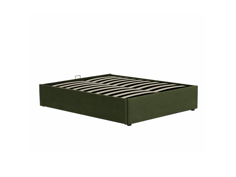  Lit coffre 140x190 velours kaki terre de nuit  - Conforama C
