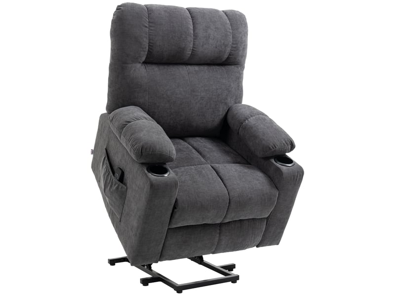  Fauteuil relax électrique releveur, massage chauffant, inclinaison à 135°, tissu gris foncé, pour salon et lecture  - Conforama A