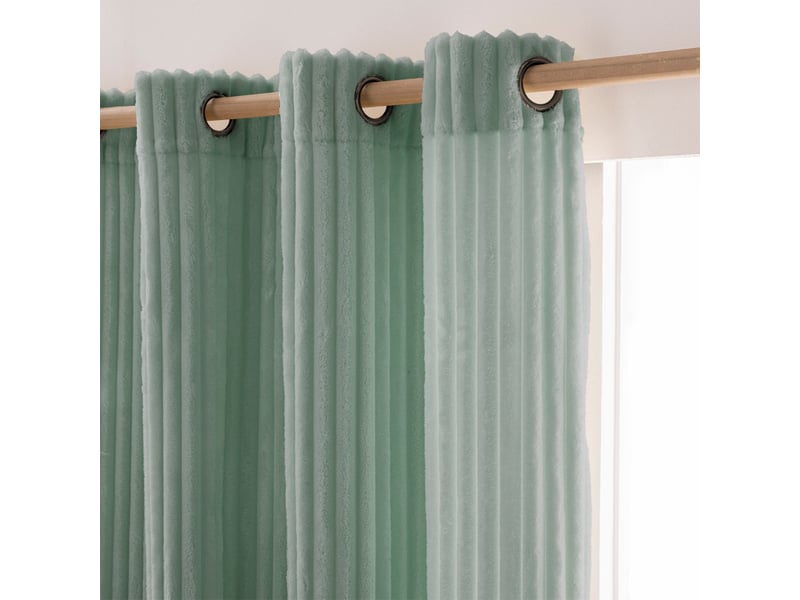  Rideau à œillets 135 x 240 cm – flanelle relief mini boudoir sauge - 135x240cm - vert sauge  - Conforama B